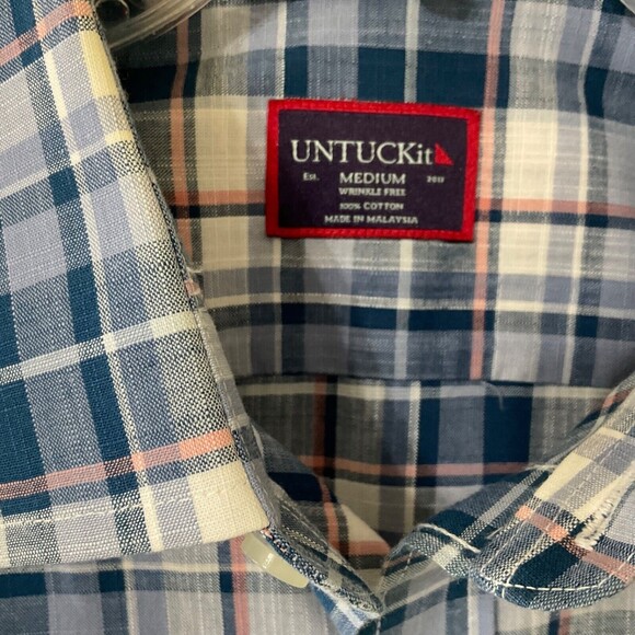 Untuckit Shirt mens M Terrantez Wrinkle Free Button Up Long Sleeve shirt plaid - Picture 2 of 11